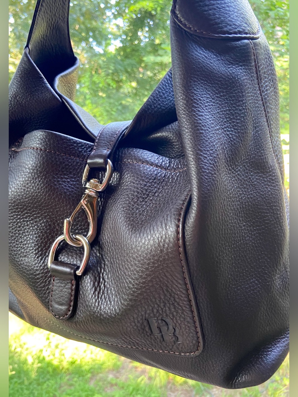 Dooney & Bourke Dark Brown Pebble Leather Annalisa Hobo Slouchy Bag Boho Chic - Picture 15 of 17